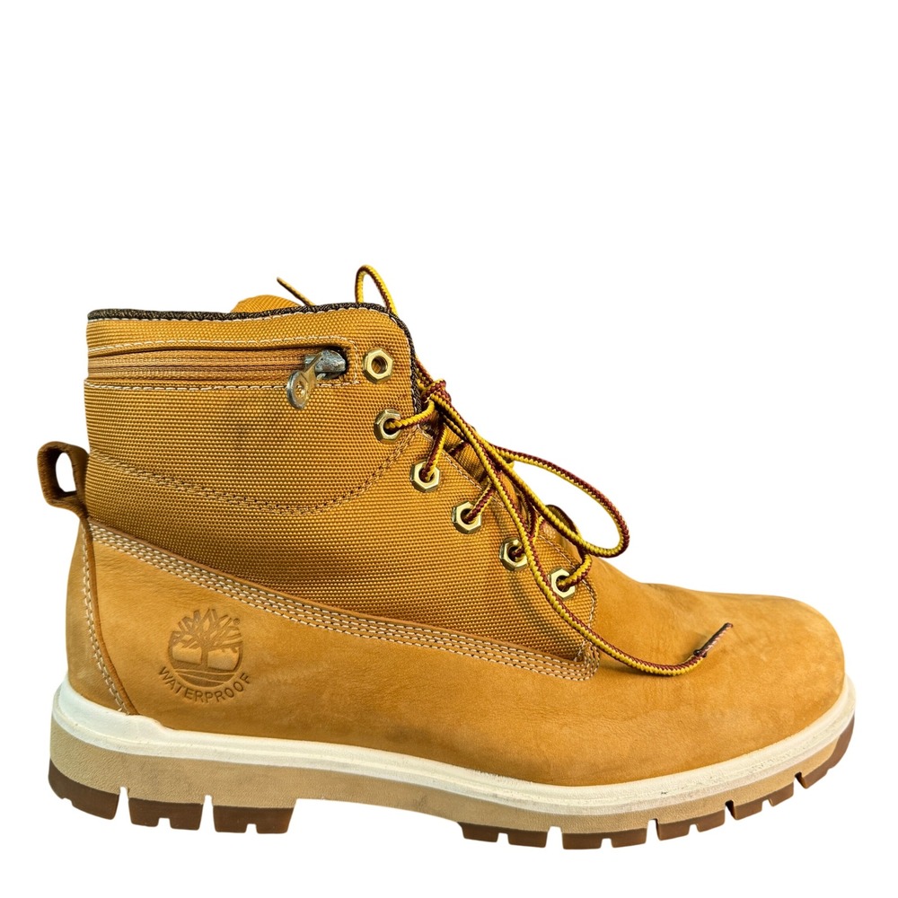 Timberland Mens Waterproof Nubuck Textile Boots Wheat Yellow Brown Zip Collar 10